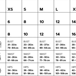 Size Chart Bust Waist Hips